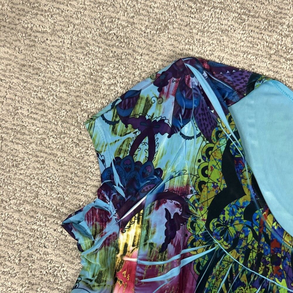 The Pyramid Collection Maxi Dress Womens XL Blue Purple Stretch Long USA Y2K - Picture 4 of 7